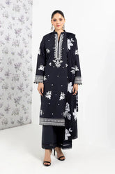 BAREEZE - 3PC DHANAK EMBROIDERED SHIRT WITH TWILL PRINTED SHAWL AND TROUSER - HZG1787
